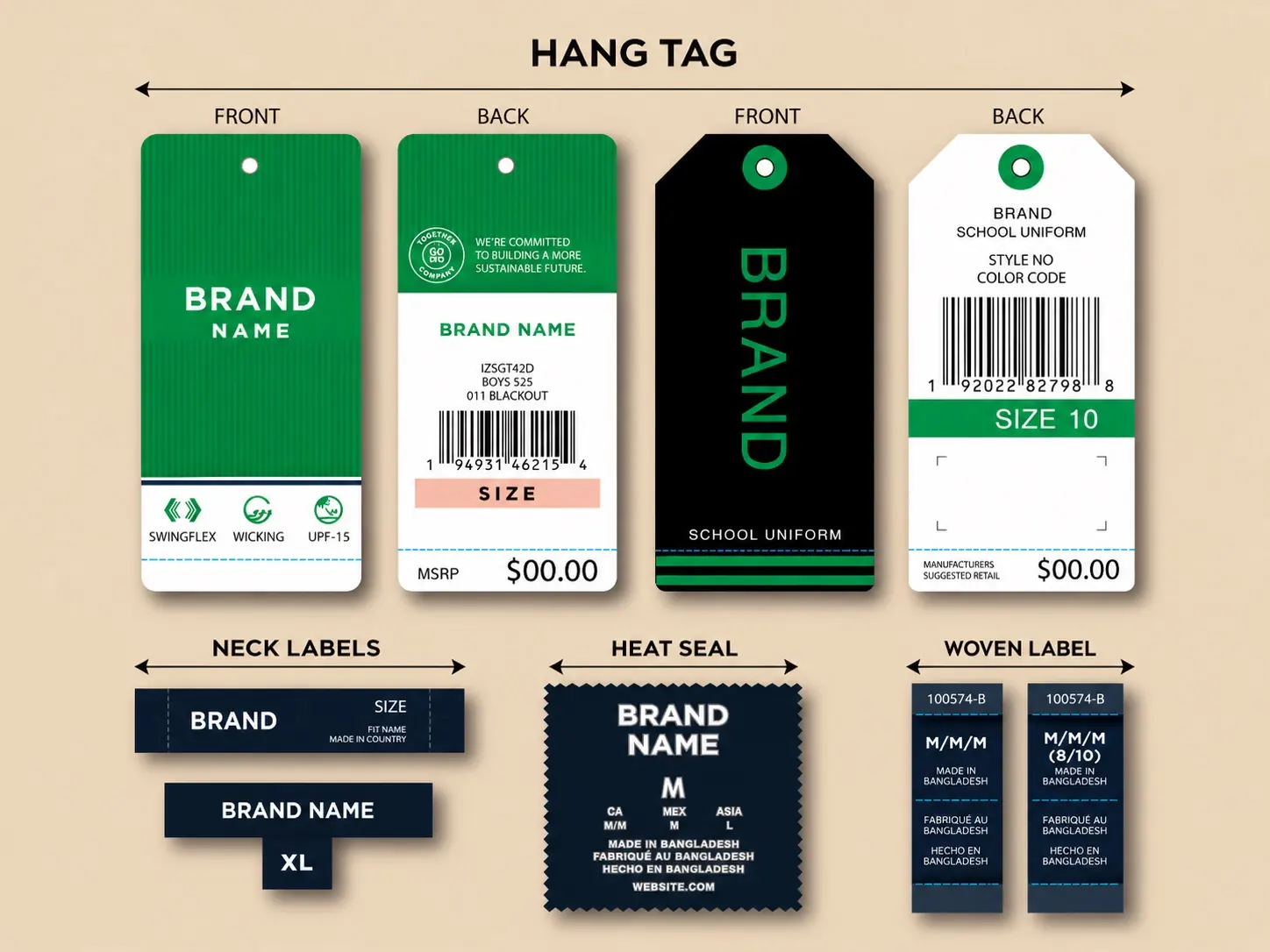 Main label, size label & hangtag — RUIXING Sportswear