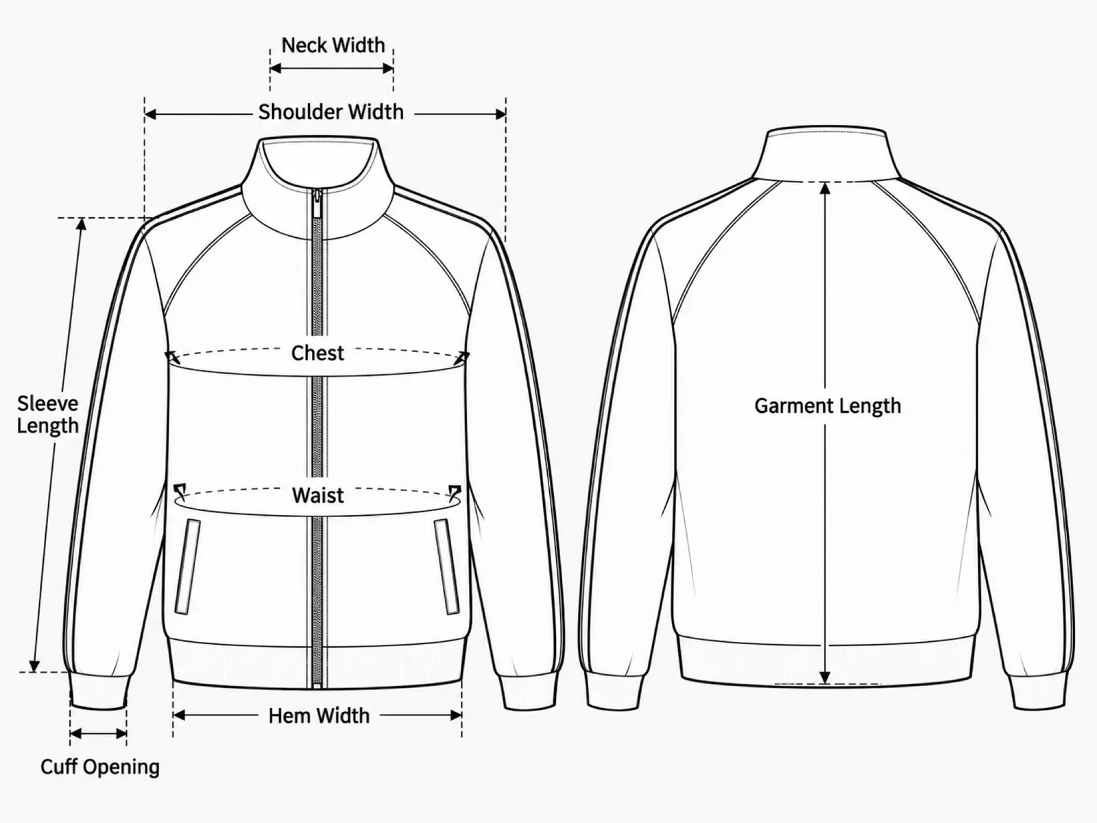 Jacket measurement — RUIXING Sportswear