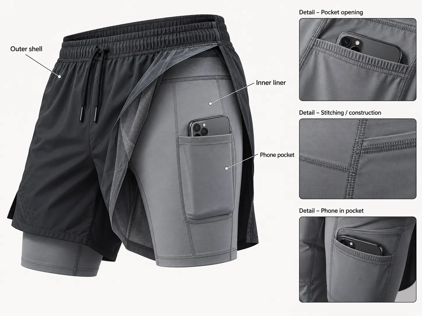 Phone pocket in the liner — RUIXING Sportswear