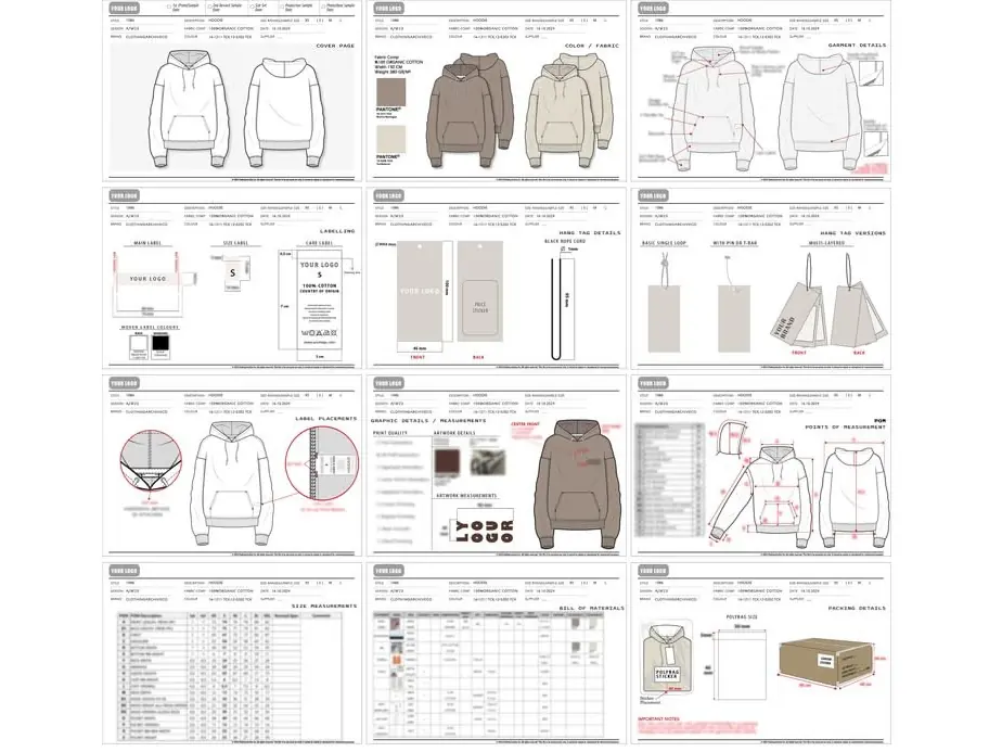 Tech pack, references & quantity sheet — RUIXING Sportswear