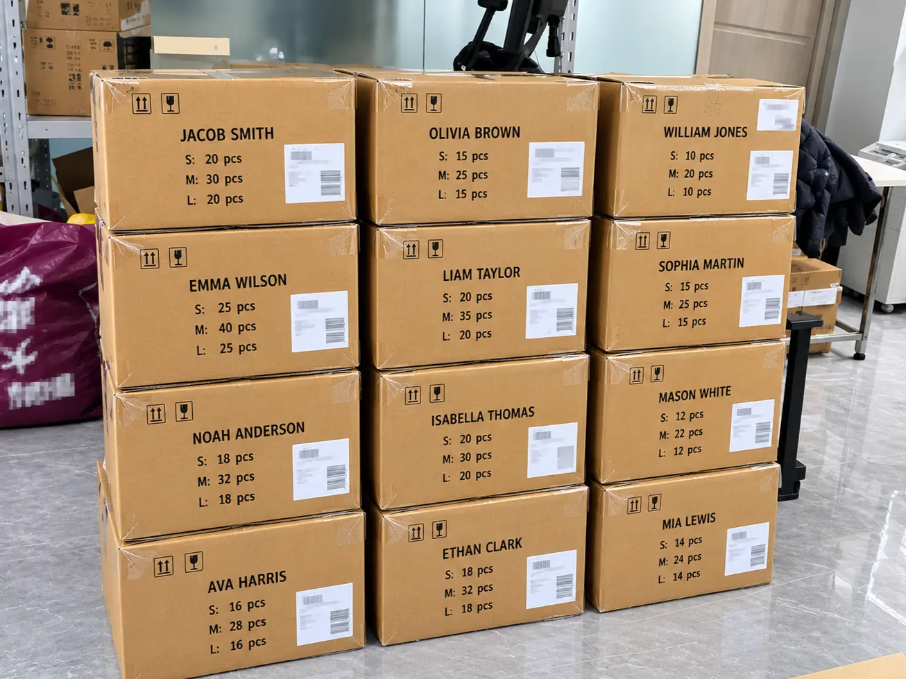 Packing list & carton marks — RUIXING Sportswear