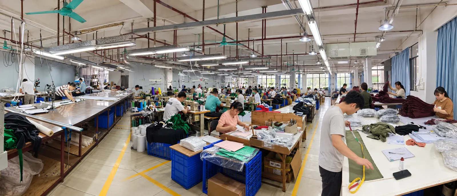 Cutting, sewing & inspection — RUIXING Sportswear