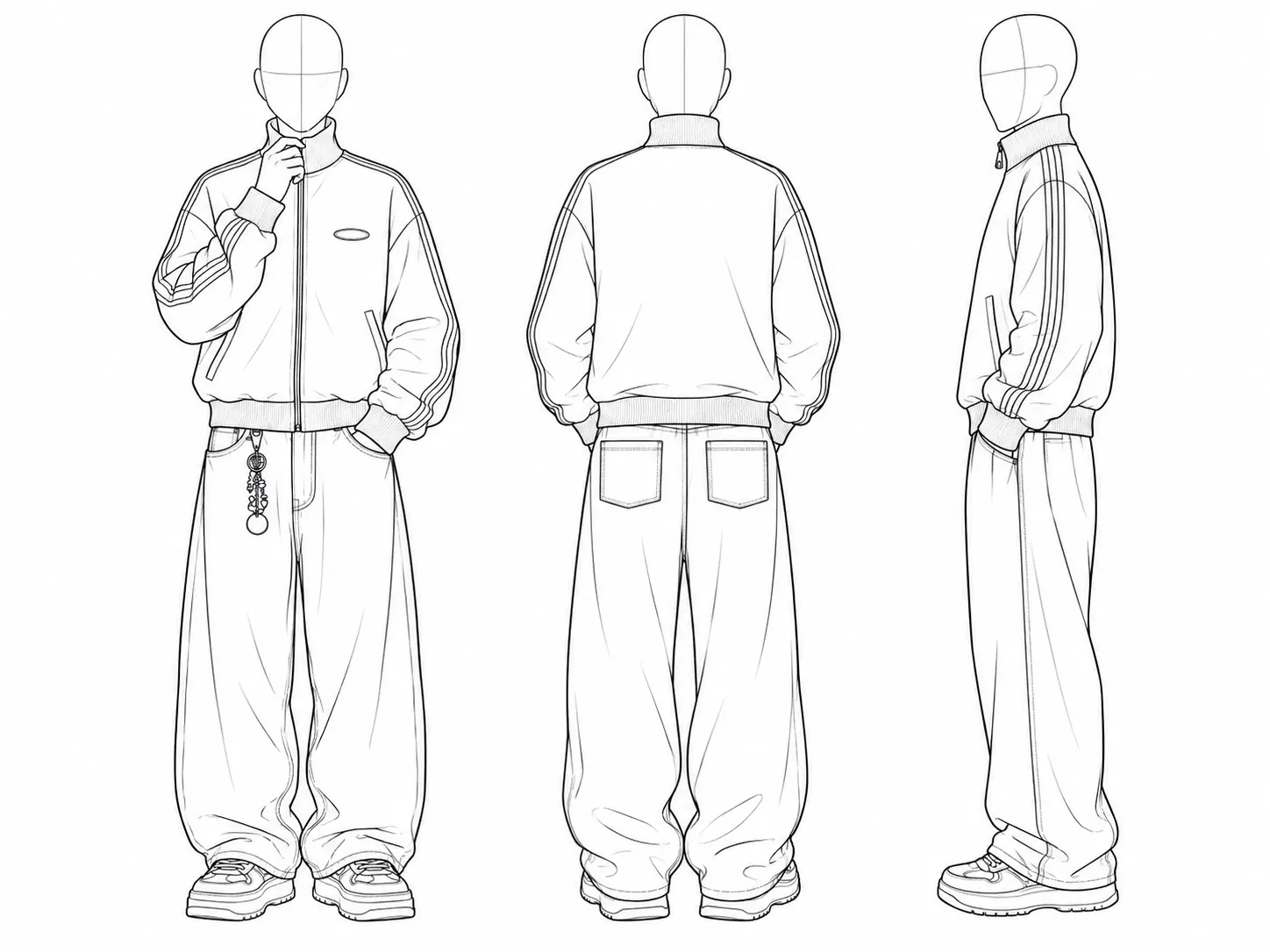Relaxed fit line drawing — RUIXING Sportswear
