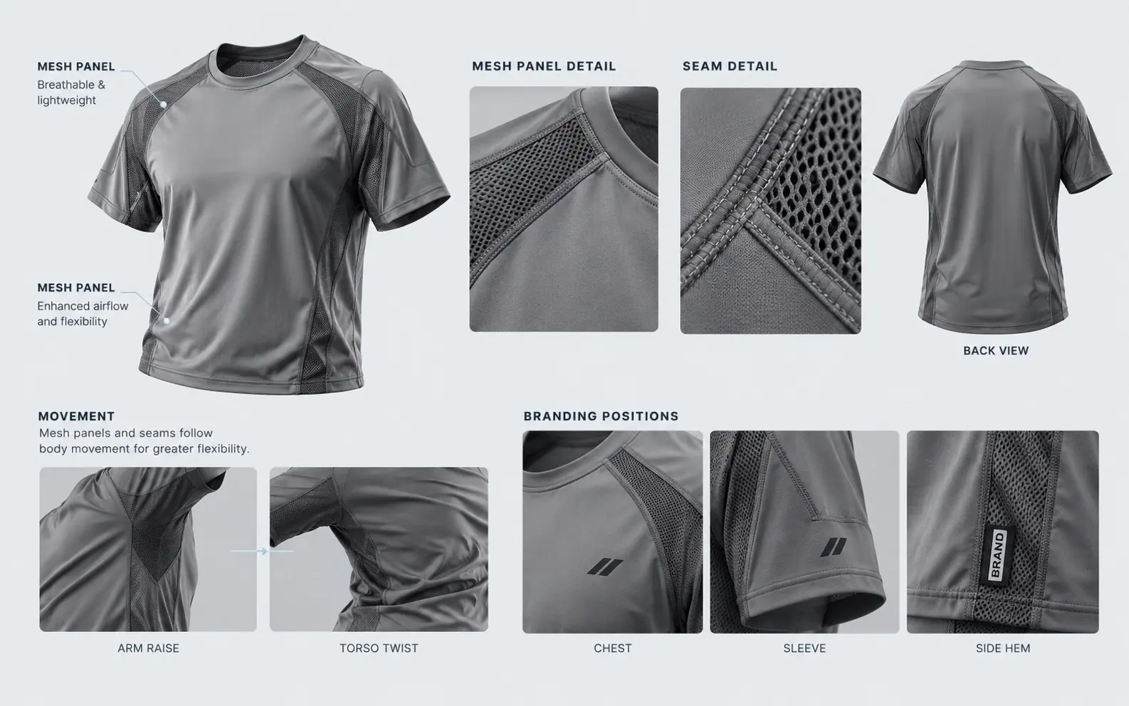 Mesh panel & shoulder seam — RUIXING Sportswear