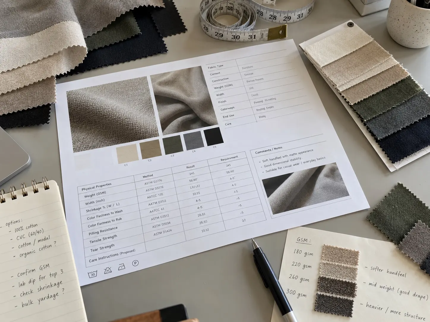Fabric spec sheet — RUIXING Sportswear
